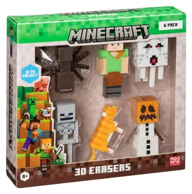Obrázek produktu pro P.M.I Kids World MINECRAFT 3D ERASERS - 6 PACK DELUXE BOX VER.B