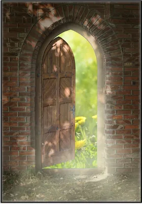 Produktbild von Wallario Wandbild Offene Pforte, Größe: 70,30 x 100,30 cm, Poster mit schwarzem Aluminiumrahmen