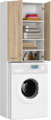 Immagine prodotto di Armadio per lavatrice da incasso a due ante, 64 × 30 × 180 cm