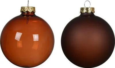 Produktbild von Weihnachtskugeln Glas 8cm 4 Stück - Espressobraun transparent