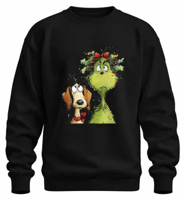 Imagen del producto de Camiseta de manga larga o sudadera con estampado navideño de un perro "Grinch", motivos de acebo, diseño divertido, ideal para regalo, uni, color , talla XXL
