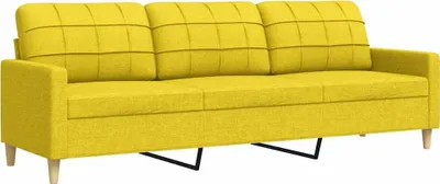 Zdjęcie produktu dla vidaXL 3-osobowa sofa jasnożółta 210 cm tkanina