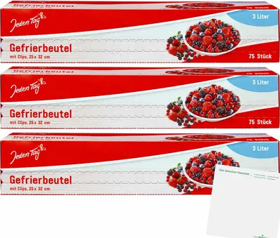 Produktbild von Jeden Tag Gefrierbeutel 3l 3er Pack (3x75Stk) + usy Block