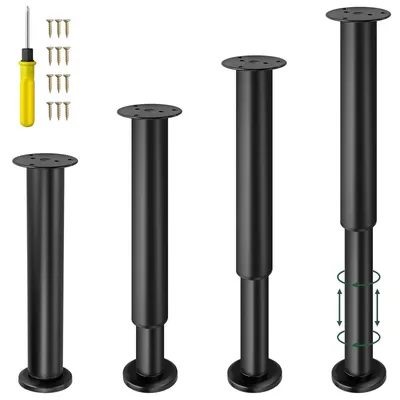 Image de Elzusha - Pieds de meubles - Lot de 4, réglables, en acier noir (25-42 cm)