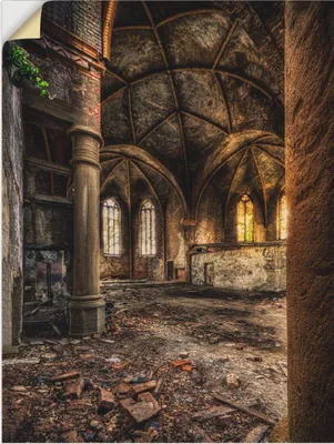 Produktbild von ARTland Wandbild, selbstklebend Lost Place - verlassene Kirche II Größe: 90x120 cm