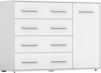 Obrázek produktu pro sada 2 skříní s posuvnými dveřmi Šatní skříň se dvěma zrcadly Bílá/bílá 150cm Vista 01 s komodou 135cm FRIDA 01