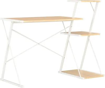 Image de Bureau avec étagère Blanc et chêne 116x50x93 cm