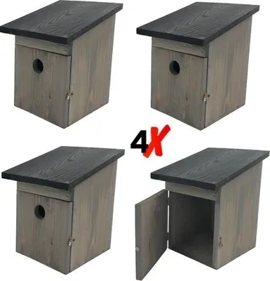 Produktbild von Garden Spirit Vogelhaus Nistkasten 4x – Geräumiger Nistkasten 21 x 19 x 25 cm