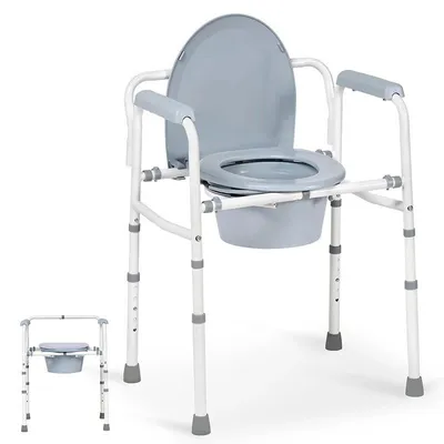 Immagine prodotto di Sedia da toilette con secchio per anziani, modello RF04-0001, capacità di carico 150 kg, colore grigio