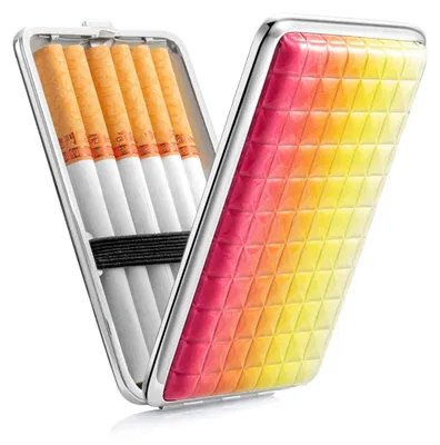 Imagen del producto de Estuche para cigarrillos de cuero sintético (PU), capacidad para 12 unidades, color rosa, ideal para llevar