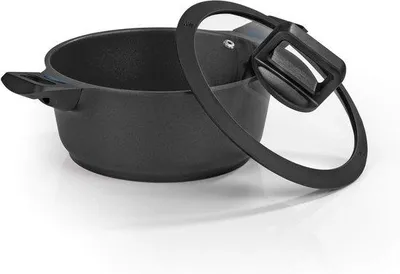 Image de Casserole en fonte 20 cm avec indicateur de température, noire