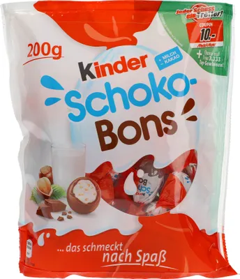 Produktbild von Ferrero Kinder Schoko Bons, 200 g, Milchschokolade, 1 Stück(e), Milch, Cocoa, Milch, CE