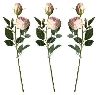 Produktbild von LAYBA Künstliche Rosen 3er-Set Pfirsich 55 cm, Rosen Kunstblumen mit langem Stiel für Vase, Hochzeit, Event, Tischdeko und Wohnraumdeko