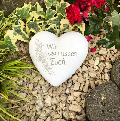 Produktbild von XXL Grabherz Spruch Grabschmuck Grab Herz - Wir vermissen Euch - ca.1300g