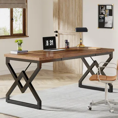 Obrázok produktu pre Písací stôl – počítačový stôl – pracovný stôl – študentský stôl – kancelársky stôl – hnedý – 160x70x75 cm