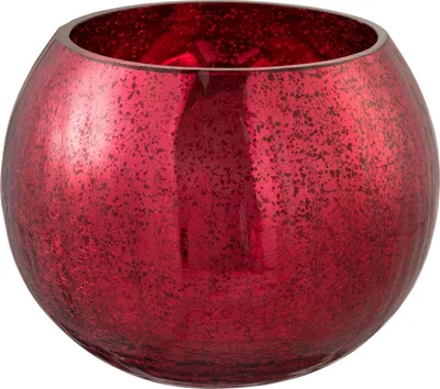 Image de J-Line J-Line Photophore Boule Fissuré - Verre - Rouge Brillant - Medium