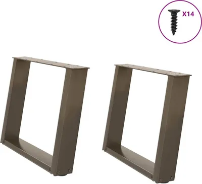 Produktbild von Couchtischbeine U-Form 2 Stk. Naturstahl 60x(42-43) cm Stahl