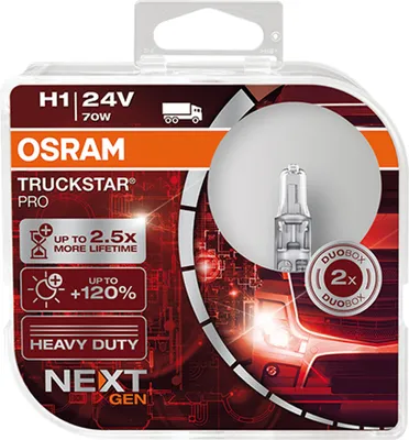 Produktbild von 2 Stück H1 24V 70W OSRAM TRUCKSTAR PRO Next Generation +120% Lampen Birnen LKW