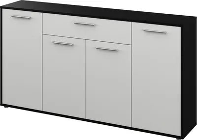Zdjęcie produktu dla Kondela Komoda czterodrzwiowa z szufladą Lunia - czarno-biała