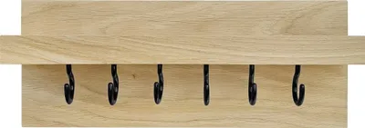 Produktbild von Wandregal mit Haken Schlüsselbrett mit Ablage Eiche lackiert 20 u 30 cm V-40.12-1130 cm