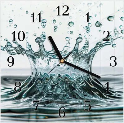 Produktbild von Wanduhr aus Glas mit Motiv Wassertropfen Splash- 30 x 30 cm - inkl. Aufhängesystem