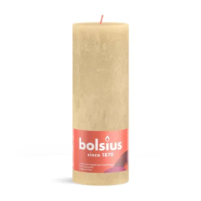 Produktbild von Bolsius Stumpenkerze rustikal 19 x 6,8 cm haferbeige | 4 Stück
