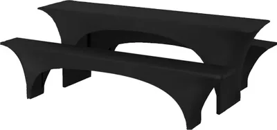 Produktbild von Bierbankgarnitur Hussen Set 3-tlg Stretch, Schwarz, 50 cm Tischbreite