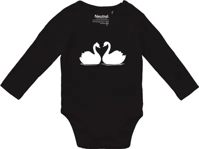 Produktbild von Huuraa Baby Body Schwan Pärchen 74 Black  Baumwolle Fairtrade Langarmbody Geschenkidee