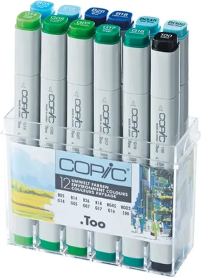 Produktbild von Copic Classic Set Grafikmarker - Umwelt-farben - Nachfüllbar mit Copic Ink - 12Stk