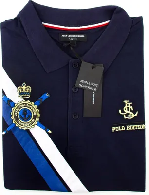 Imagen del producto de Camiseta polo para hombre de la marca Jean-Louis Scherrer, color azul oscuro, confeccionada en algodón, talla S