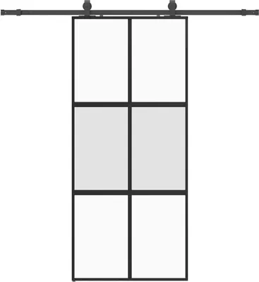 Immagine prodotto di vidaXL Porta scorrevole con rubinetteria nera 90x205 cm in vetro temperato