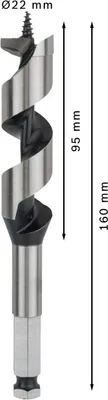 Obrázok produktu pre Bosch 2 608 585 706, Vŕtačka, Plochý frézovací vrták, 2,2 cm, 160 mm, Pevné drevo, mäkké drevo, 1,11 cm