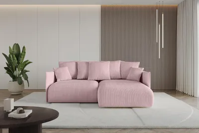 Produktbild von ALTDECOR Ecksofa mit Schlaffunktion und Bettkasten ONESK-L 216x177x72 cm Rosa - Corner Sofa Eckcouch Couch L-Form angeordnet Schlafcouch Ausziehbar Wohnlandschaft