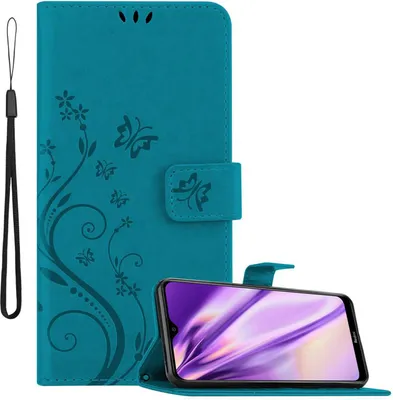 Produktbild von Cadorabo Hülle für Xiaomi RedMi 8A Schutz Hülle in Blau Schutzhülle Handy Hülle Etui Case Blumen Flower
