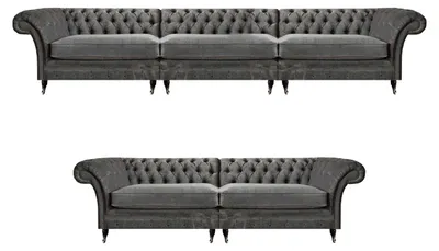Produktbild von Edle Graue Chesterfield Sofas Exklusive Wohnzimmer Couchen Polster Möbel