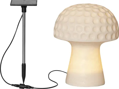 Produktbild von Solarleuchte ,Sandy', Pilz aus Sandstein, Dämmerungssensor, naturweiß, H 24cm