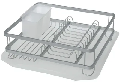 Metall-Abtropfgestell mit Auffangschale, 39x36x13 cm, Weiß/Silber