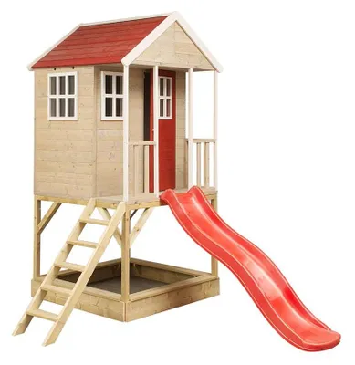 Produktbild von Wendi Toys Holz Stelzenhaus Frosch mit Rutsche und Sandkasten Natur 280x197x242 cm