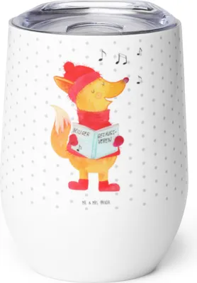 Produktbild von Mr. & Mrs. Panda thermosbecher Fuchs Sänger - Weiß - Geschenk, Singen, Isolierbecher, Winter, glühweinbecher, Weihnachtslieder, Thermo Becher, Thermobecher, Weihnachten