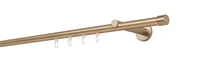 Produktbild von Gardinenstange Maß Innenlauf 20mm Cap 1-lauf Wand 12cm Farbe: Messing-Matt, Größe: 220cm