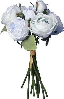 Produktbild von Künstlicher Strauß aus 9 naturgetreuen blauen Rosen - 28 cm
