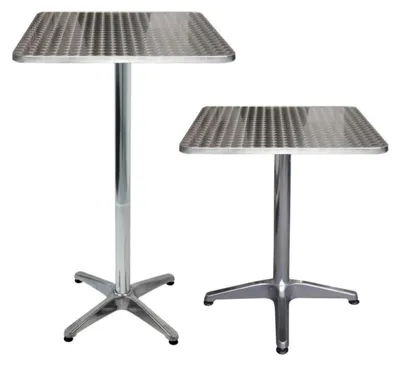 Immagine prodotto di Tavolino da bistrot in alluminio per esterni, con altezza regolabile, dimensioni 60 x 60 cm