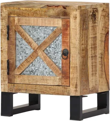 Obrázek produktu pro Noční stolek z mangového dřeva – komoda, stolek – úložný prostor do obývacího pokoje – masivní, hrubé dřevo – 40 x 30 x 50 cm – hnědý