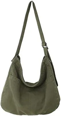 Produktbild von X SIM FITNESSX Uni Umh?ngetasche Canvas Tasche Oxford Schultertasche Damen Shopper Tasche Fashion Stofftasche fš¹r Alltag/Bš¹ro/Schule/Reisen (Dunkel-Grš¹n)
