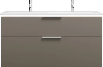 Produktbild von burgbad Eqio Slim Keramik-Waschtisch mit 2 Armaturbohrungen, inklusive Waschtischunterschrank mit LED-Beleuchtung, 1220x490x640mm, SHBW122F2010C0001G0146