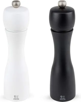 Obrázok produktu pre Klasická drevená soľnička a korenička, biela/čierna, 20 cm