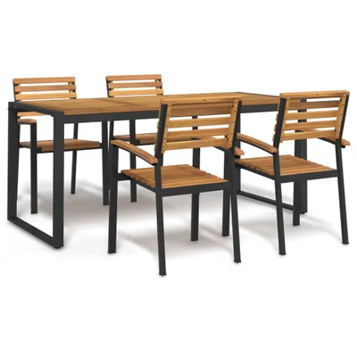 Immagine prodotto di The Living Store Set da pranzo da giardino 5 pezzi in legno massiccio di acacia e metallo