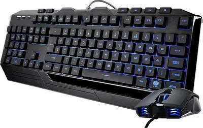 Obrázek produktu pro Profesionální herní sady klávesnic a myší s funkčními klávesami – 7barevné LED podsvícení, multimediální funkce a ergonomická opěrka zápěstí pro herní myš MM110 – rozložení kláves UK.