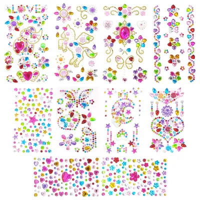 Image de Strass autocollants - 10 feuilles de strass colorés pour la création et la décoration