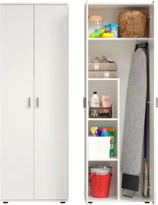 Produktbild von trendteam Garderobe Basics Mehrzewckschrank, Weiß Melamin, B/H/T ca. 60/176/35 cm